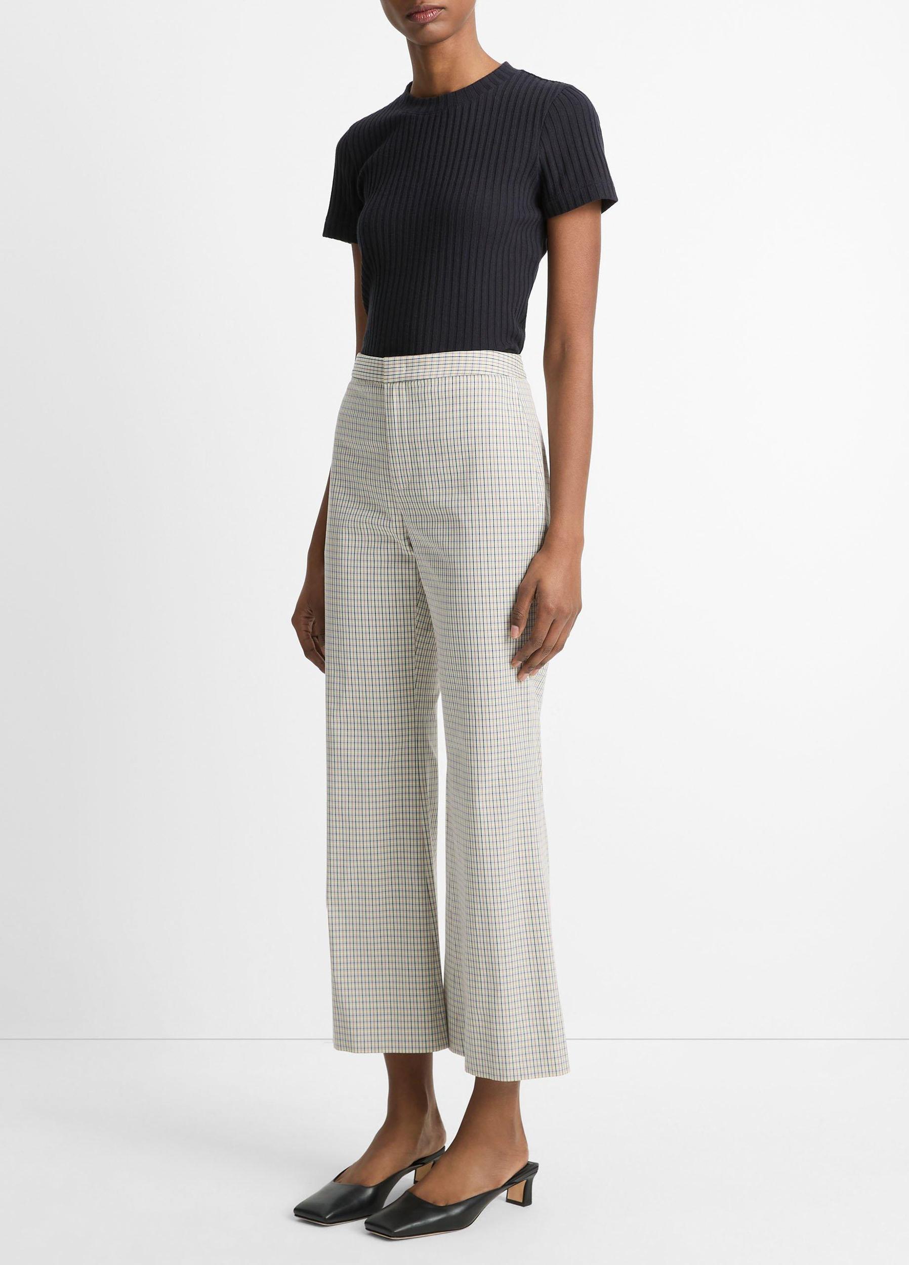 Gardener's Check Cotton Low-Rise Crop Flare Trouser Product Image