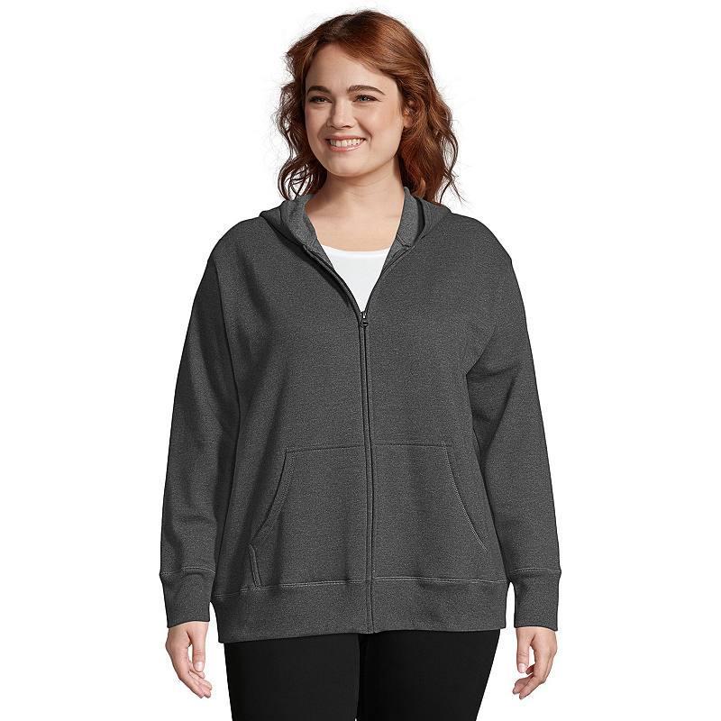 Hanes Just My Size EcoSmart Womens Full-Zip Fleece Hoodie (Plus ) Navy Heather 3X Product Image