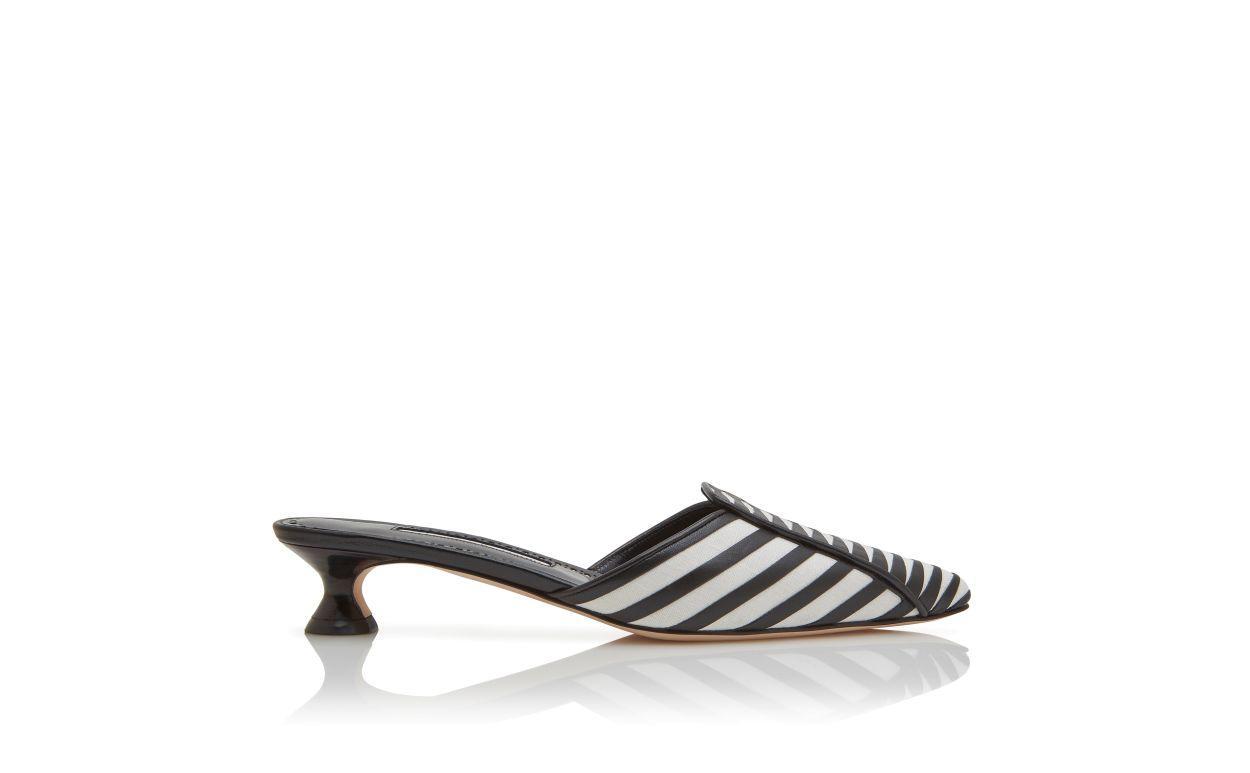 DIABA Cream and Black Linen Striped Mules Product Image