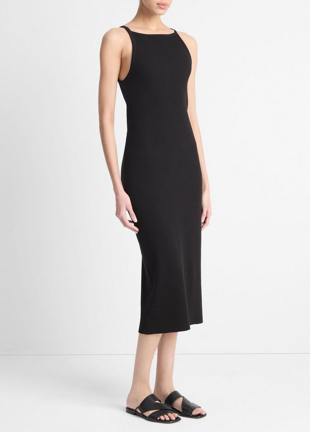 Cotton-Blend Ribbed High-Neck Tank Dress Product Image