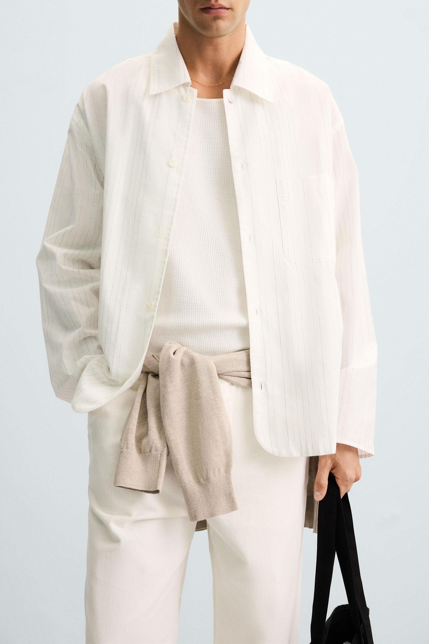 TEXTURED WEAVE STRIPED SHIRT Product Image