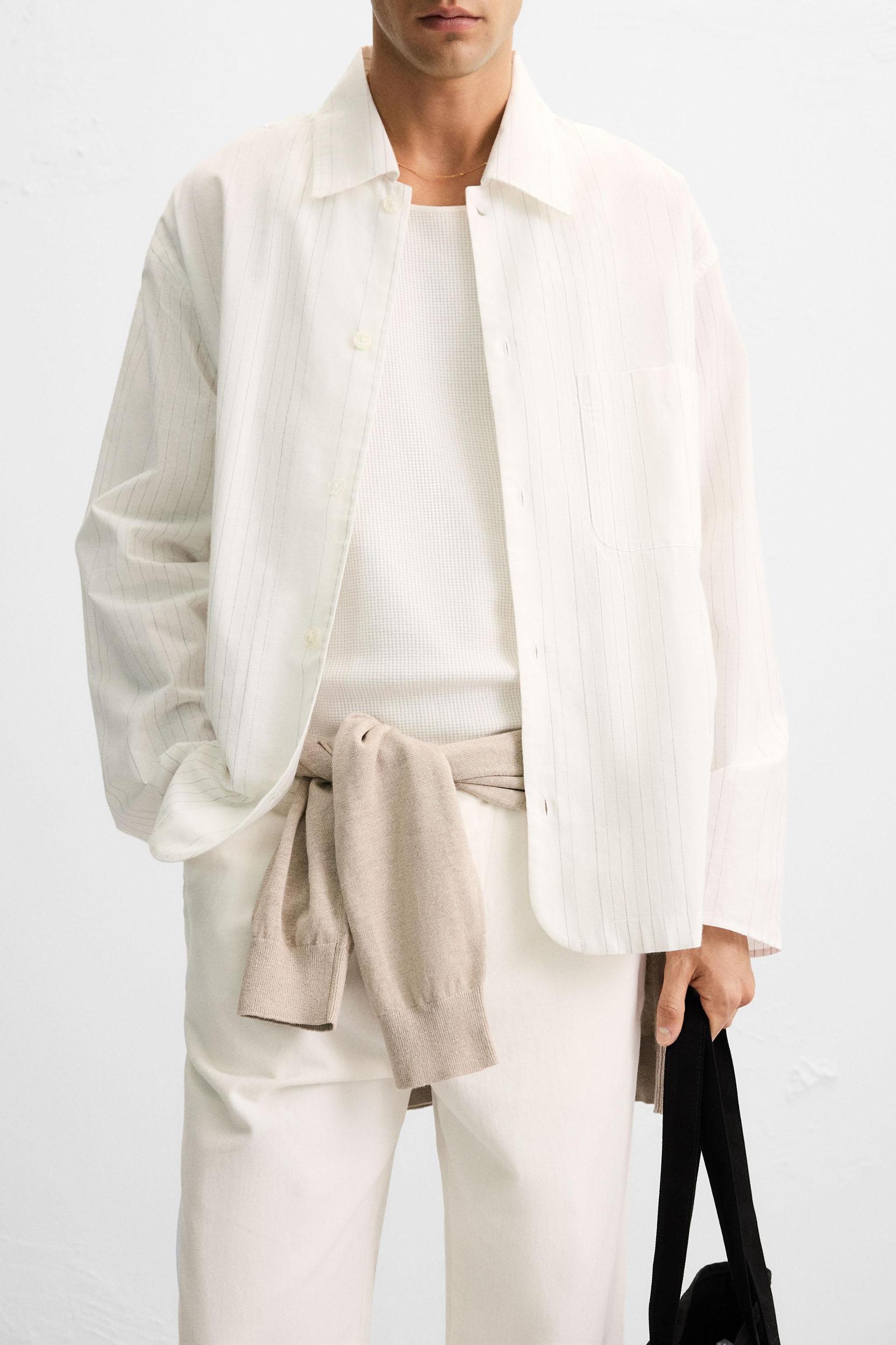 TEXTURED WEAVE STRIPED SHIRT Product Image