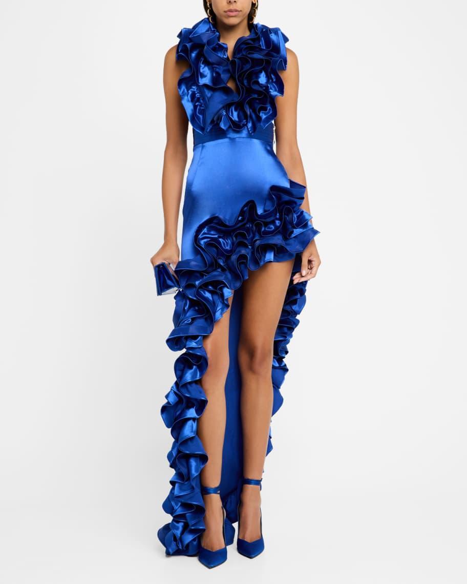 Aurora High-Low Ruffle Column Gown Product Image