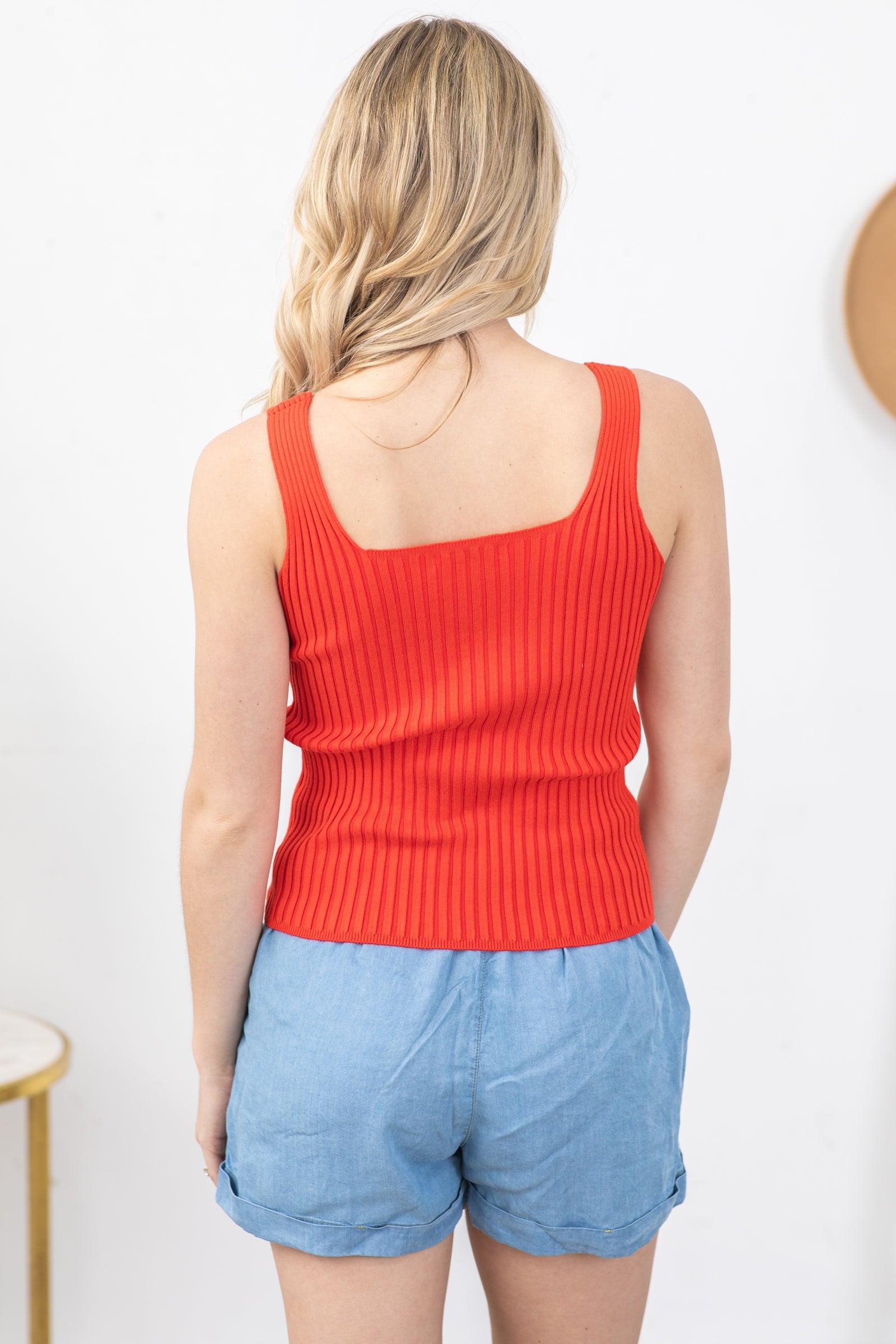 Red With White Embroidered Hearts Sweater Tank Product Image