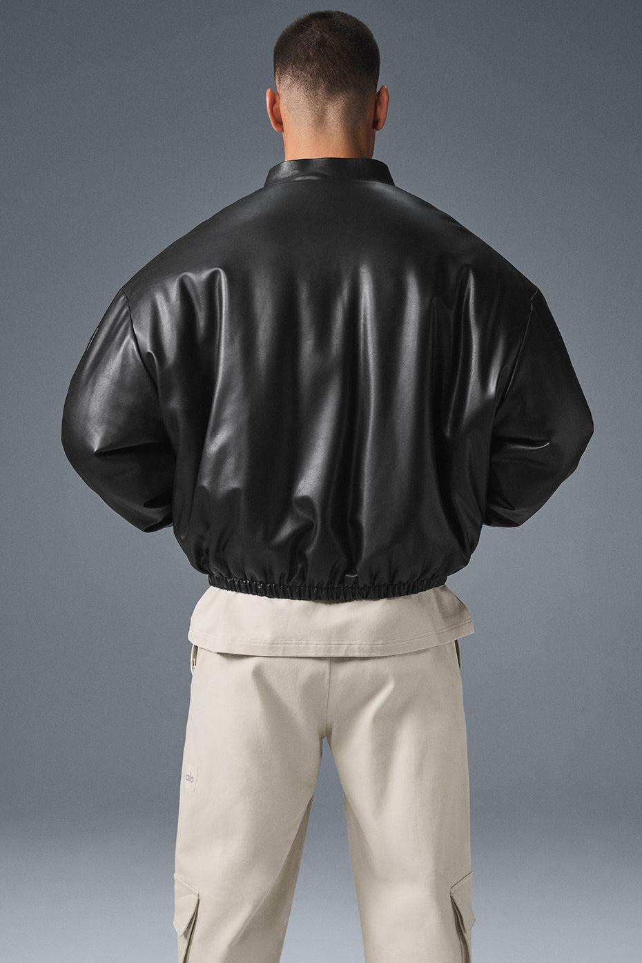 Faux Leather Premier Bomber - Black Male Product Image