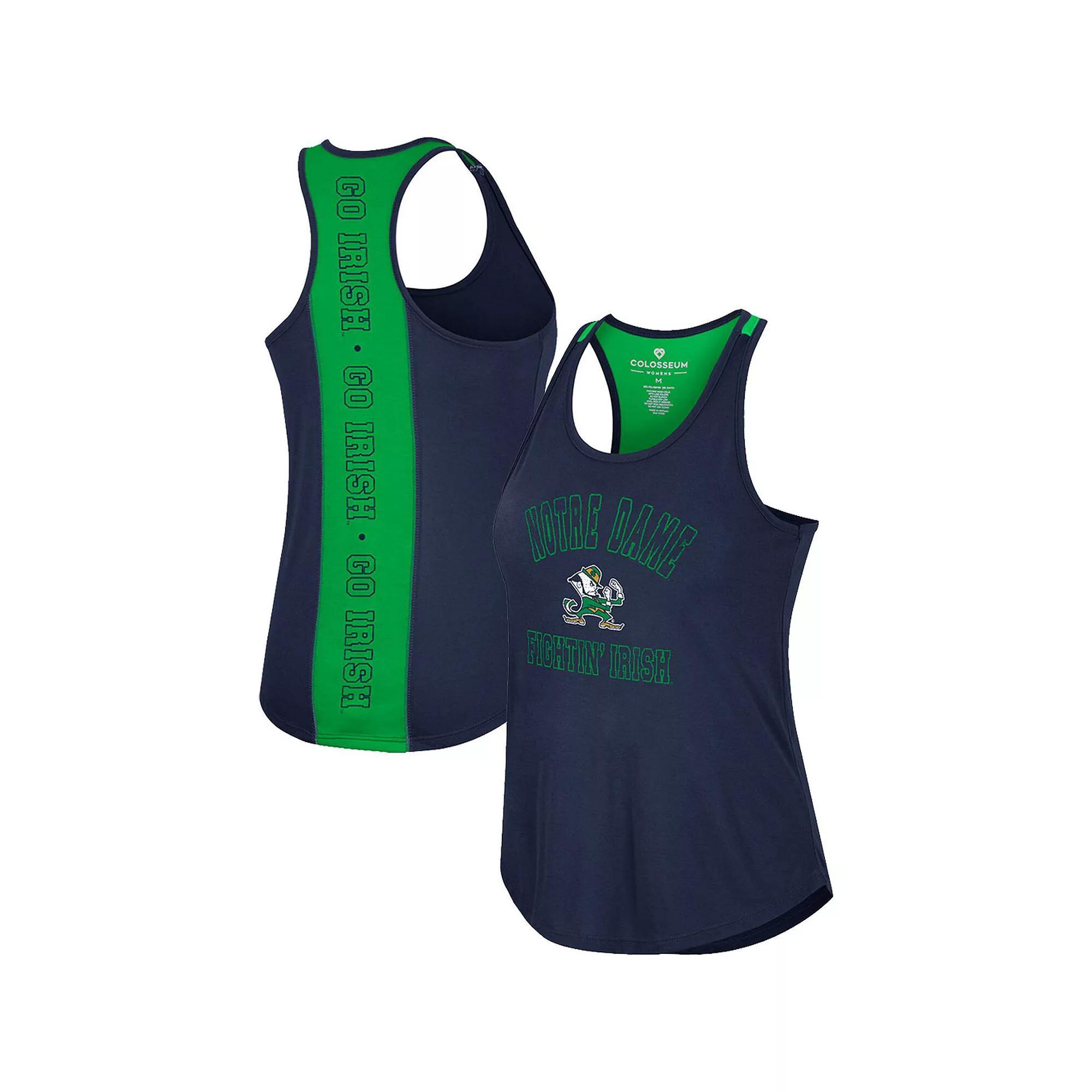Women's Colosseum Navy Notre Dame Fighting Irish 10 Days Racerback Scoop Neck Tank Top, Size: 2XL, Blue Product Image