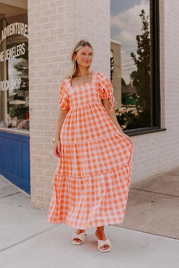 Sunkist Stroll Gingham Midi Dress Product Image