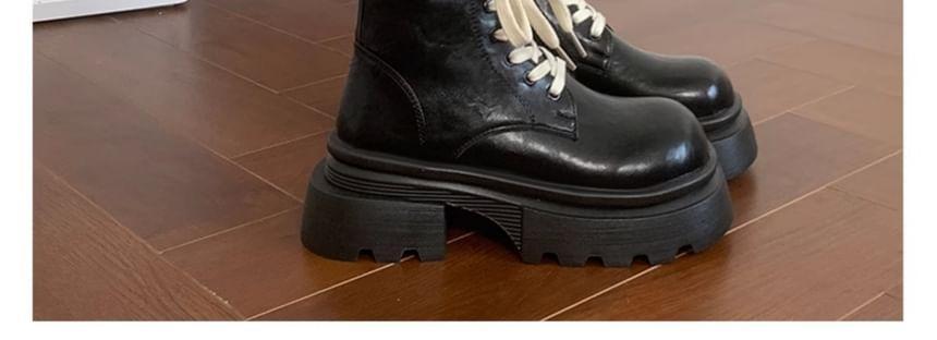 Chunky Heel Platform Lace-Up Short Boots Product Image