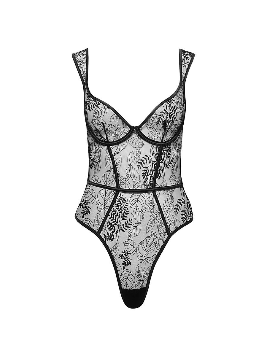 Womens Botanical Mesh Strappy Bodysuit Product Image