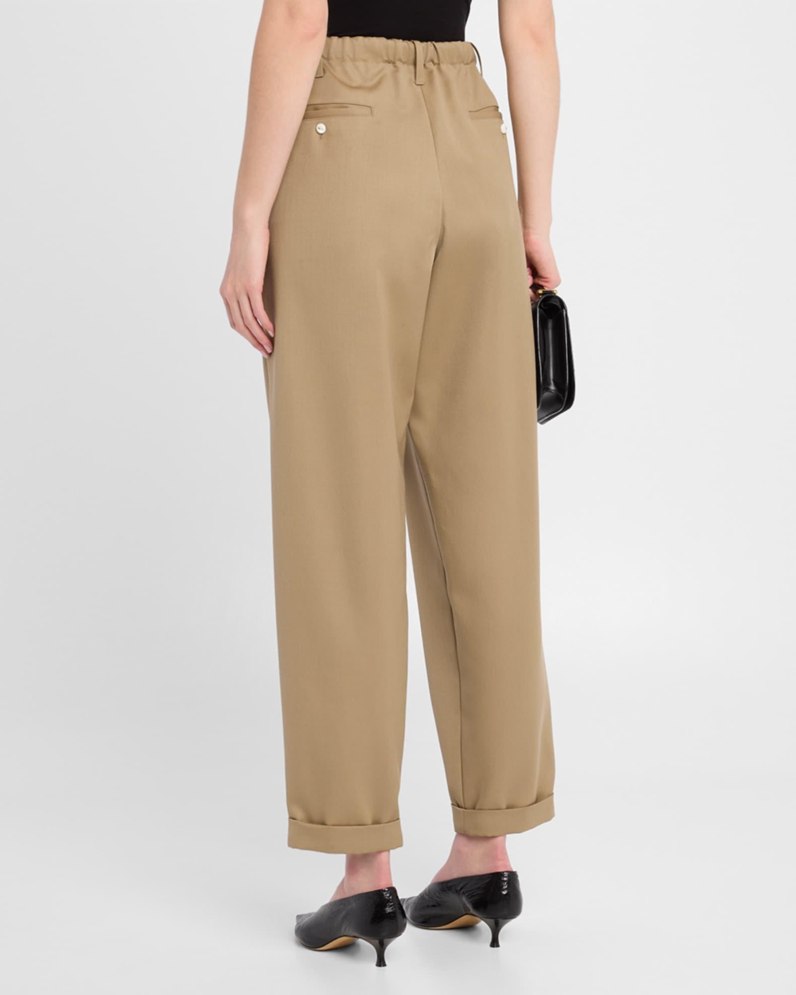Pleated Straight-Leg Drawstring Trousers Product Image