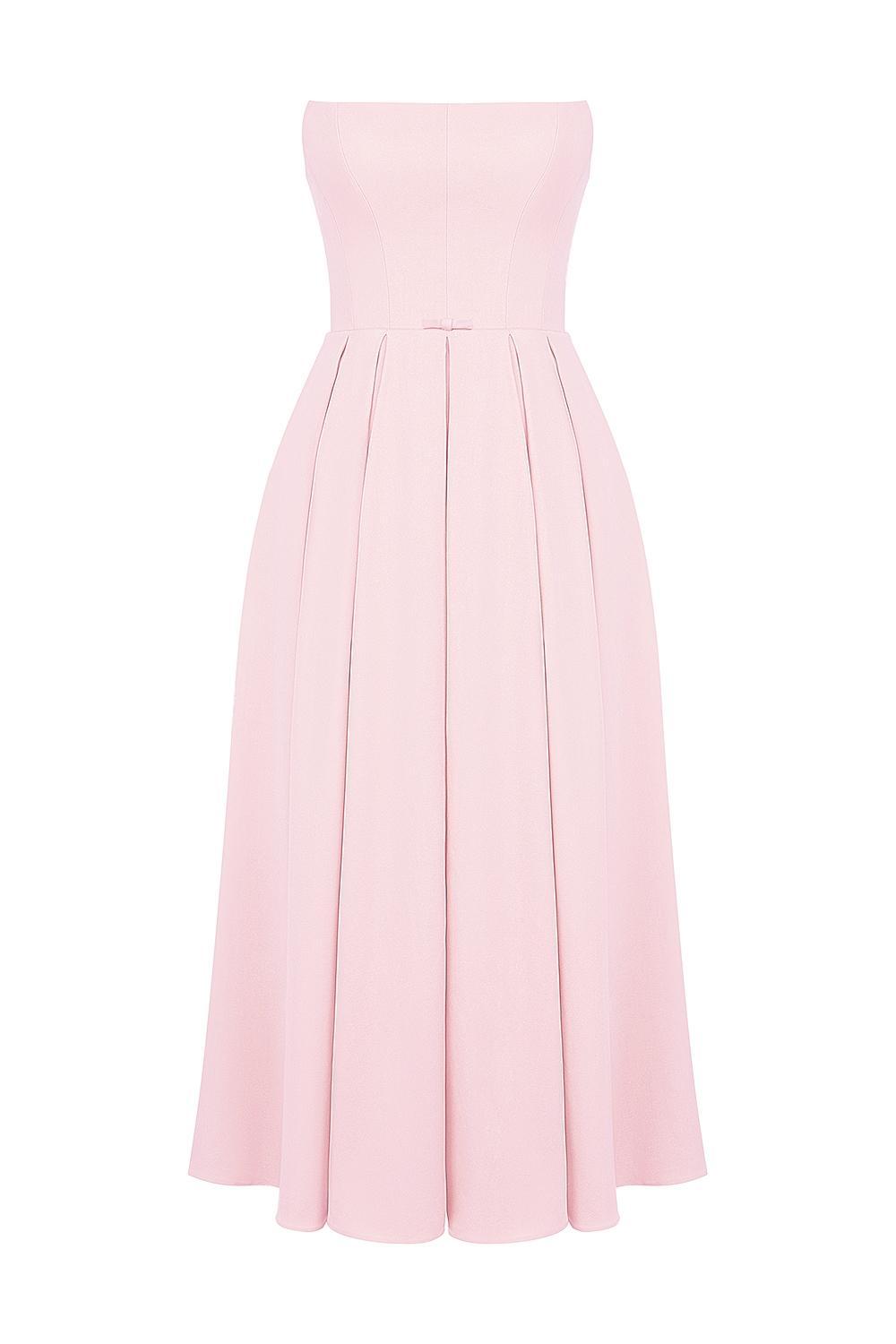 Contessa  parisian pink strapless corset midi dress Product Image