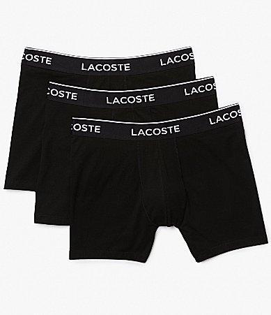 Lacoste Cotton Stretch Logo Waistband Long Boxer Briefs, Pack of 3 Product Image