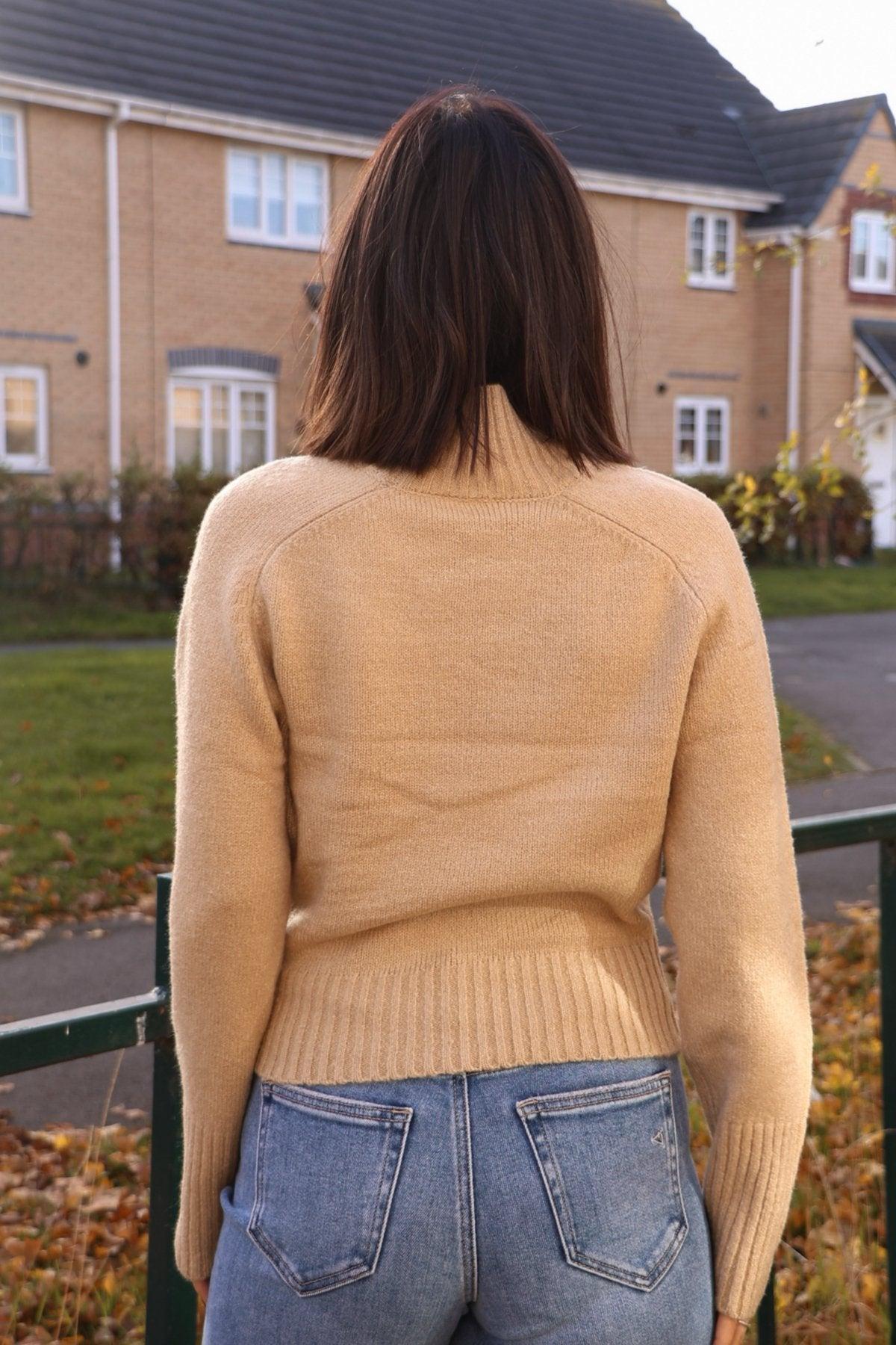 Noel Mock Neck Sweater - Dark Taupe - FINAL SALE Product Image