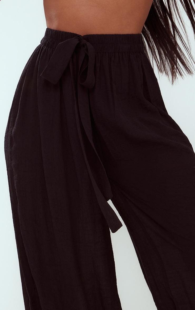 Black Textured Woven Palazzo Beach Pants Product Image