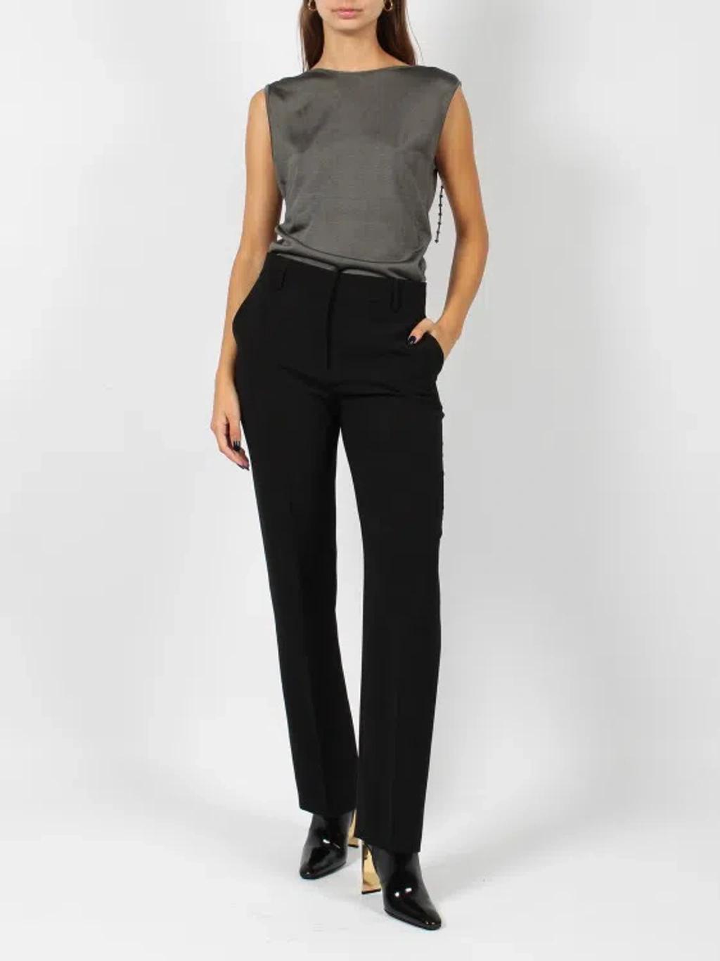 ALBERTA FERRETTI Wool Canvas Trouser In Black Product Image