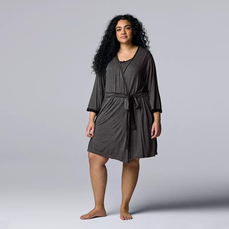 Plus Size Simply Vera Vera Wang Basic Luxury Wrap Robe, Women's, Size: 3XL, Grey Heather Product Image