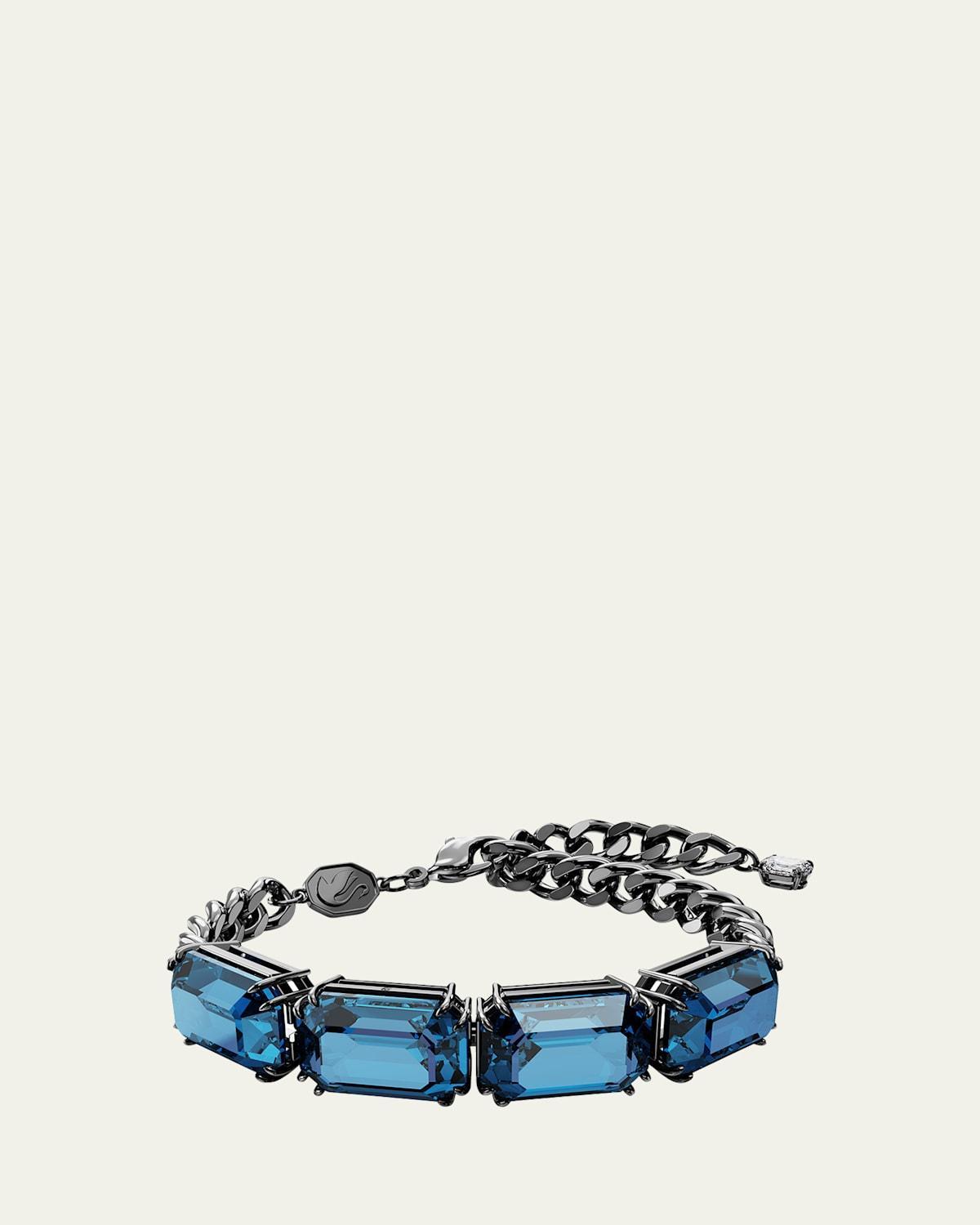 Millenia Ruthenium-Plated Octagon-Cut Blue Crystal Curb Chain Bracelet Product Image