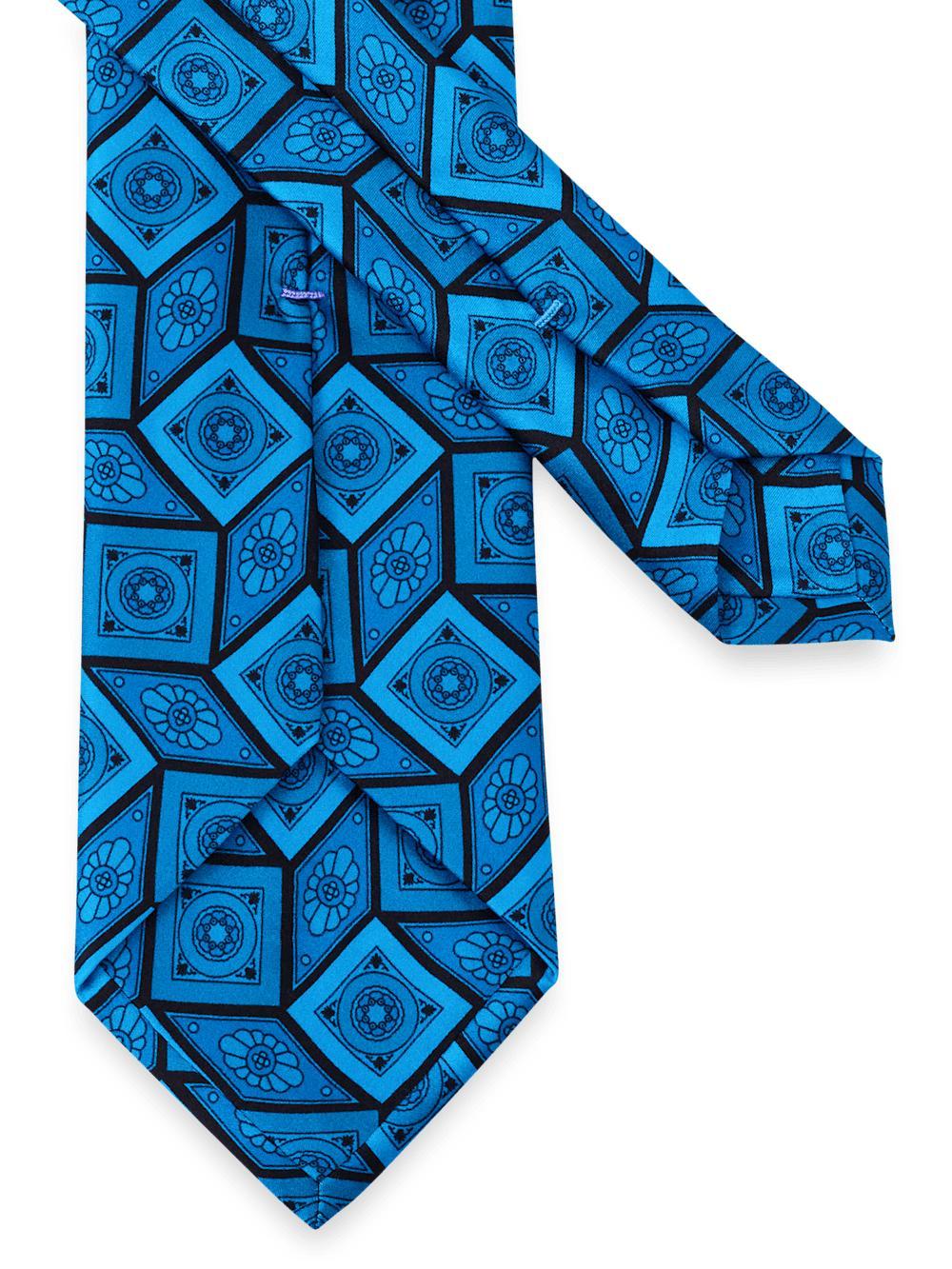 Medallion Woven Silk Tie - Teal Product Image