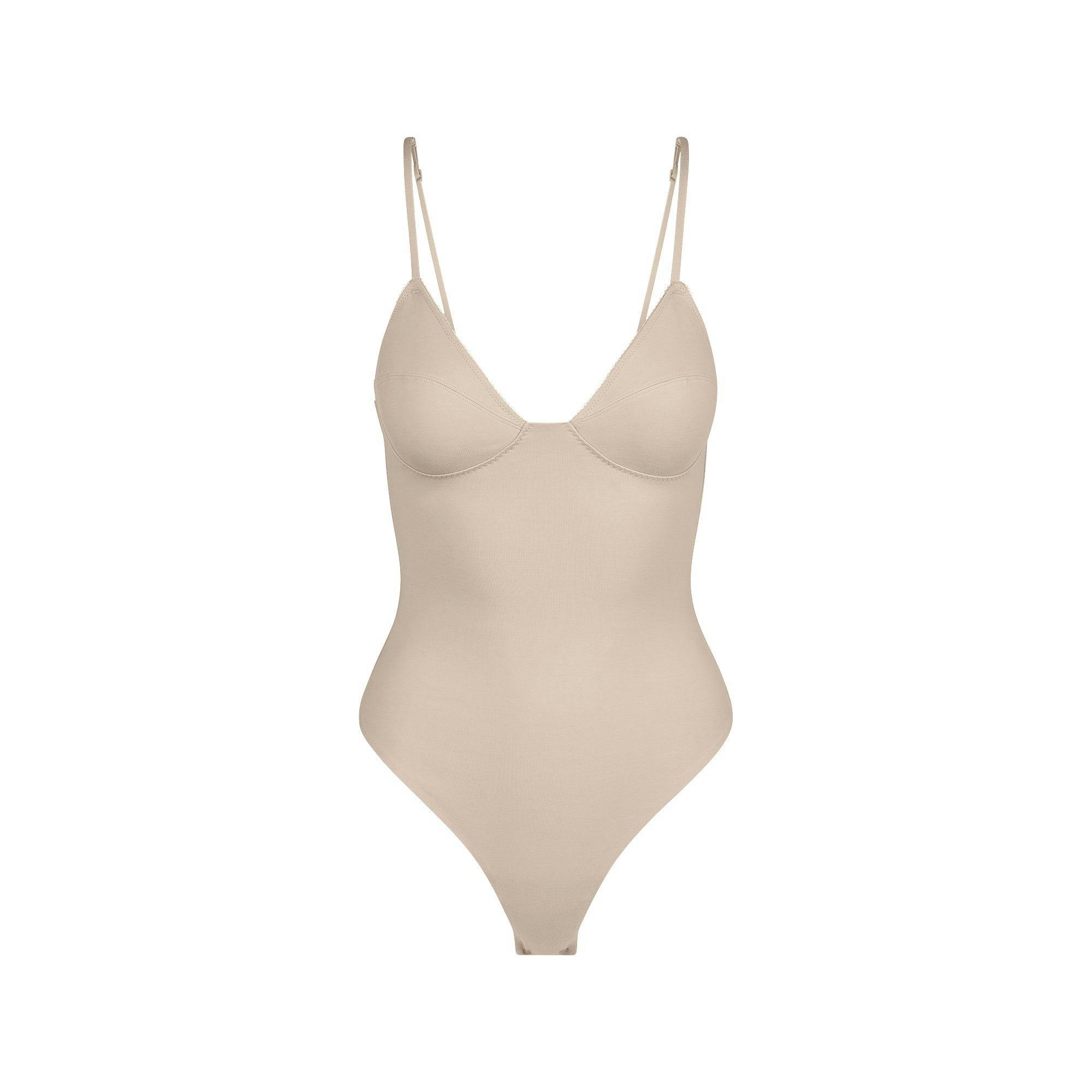 COTTON SHAPEWEAR HIGH-WAISTED THONG | LINEN Product Image