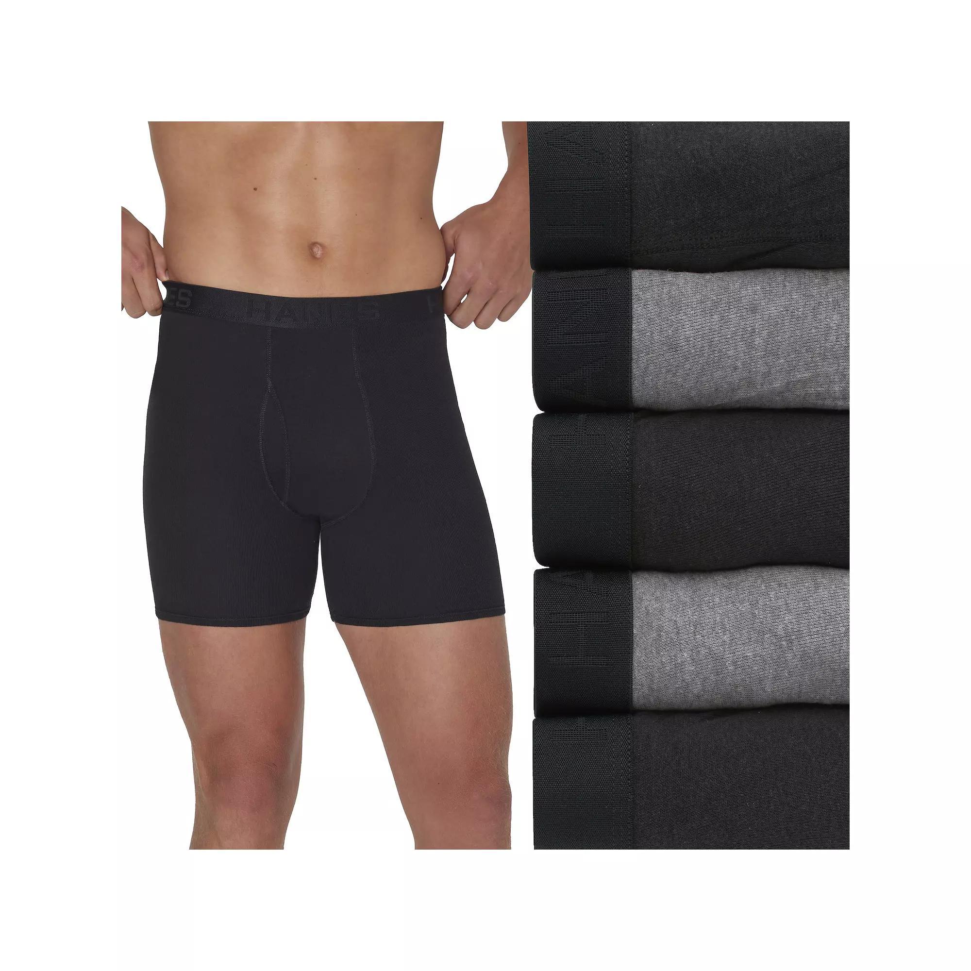 Men's Hanes® 5-Pack Ultimate Ringer Style Moisture-Wicking Boxer Brief Underwear,  Product Image