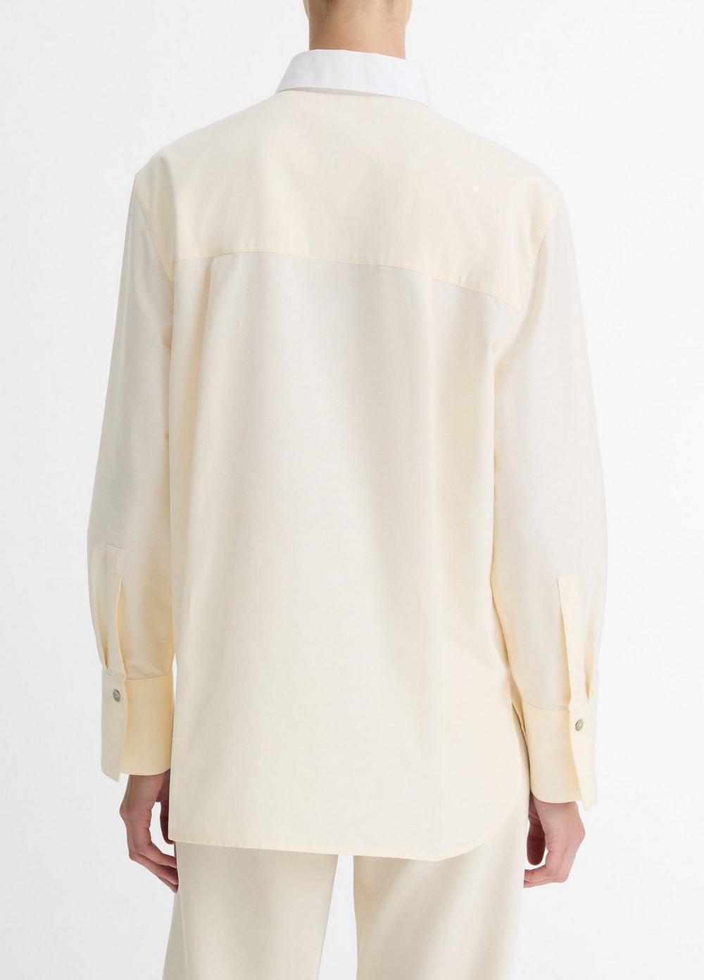 Wool & Cashmere-Blend Contrast-Collar Polo Sweater Product Image