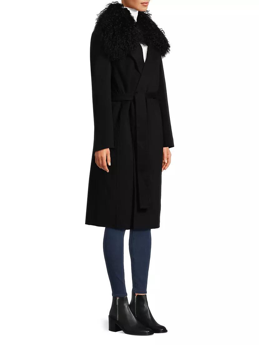 Shirley Shearling Collar Wool Coat Product Image