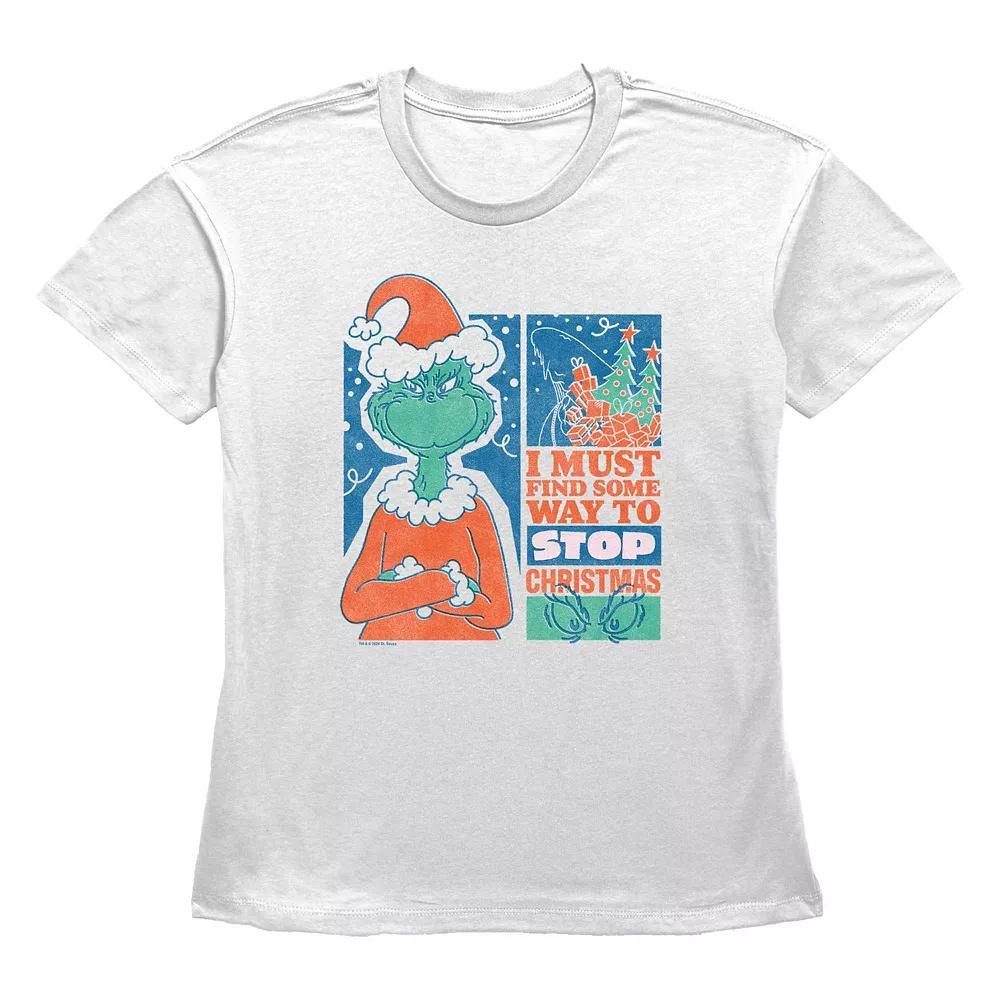 Women's Dr. Seuss Grinch Must Stop Christmas Graphic Tee, Size: Large, White Product Image