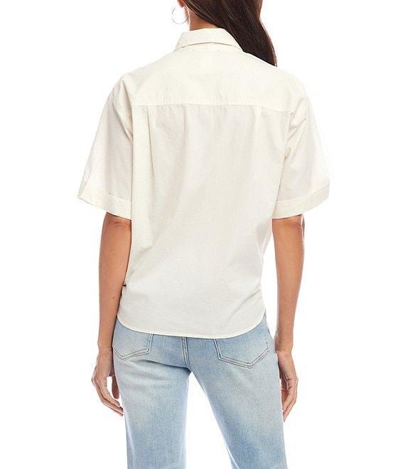 Karen Kane Point Collar Short Sleeve Tie Front Top Product Image