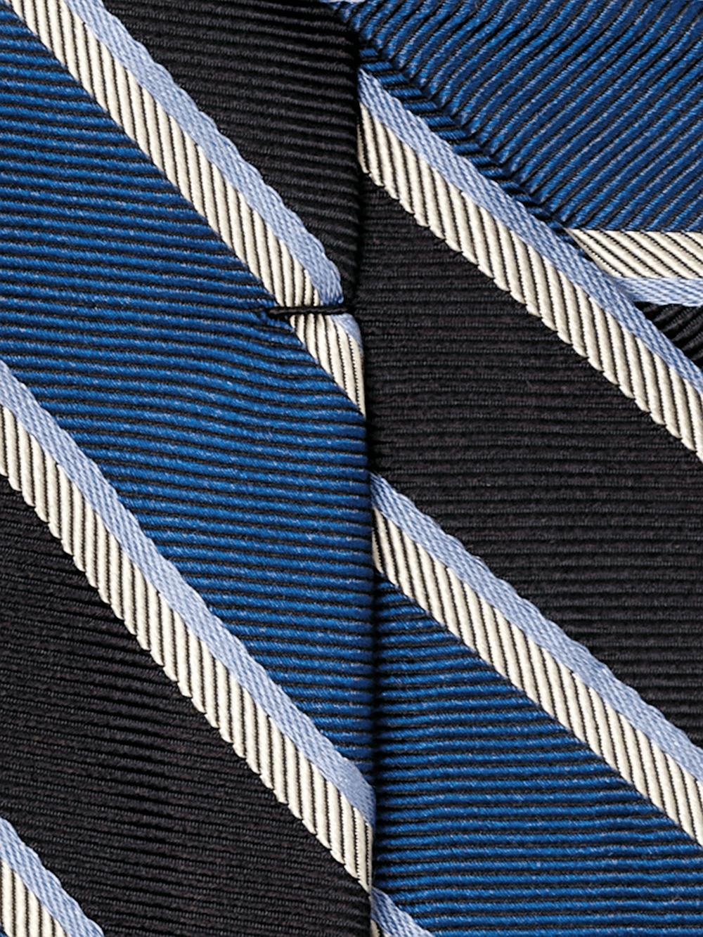 Stripe Woven Silk Tie - Black/blue Product Image