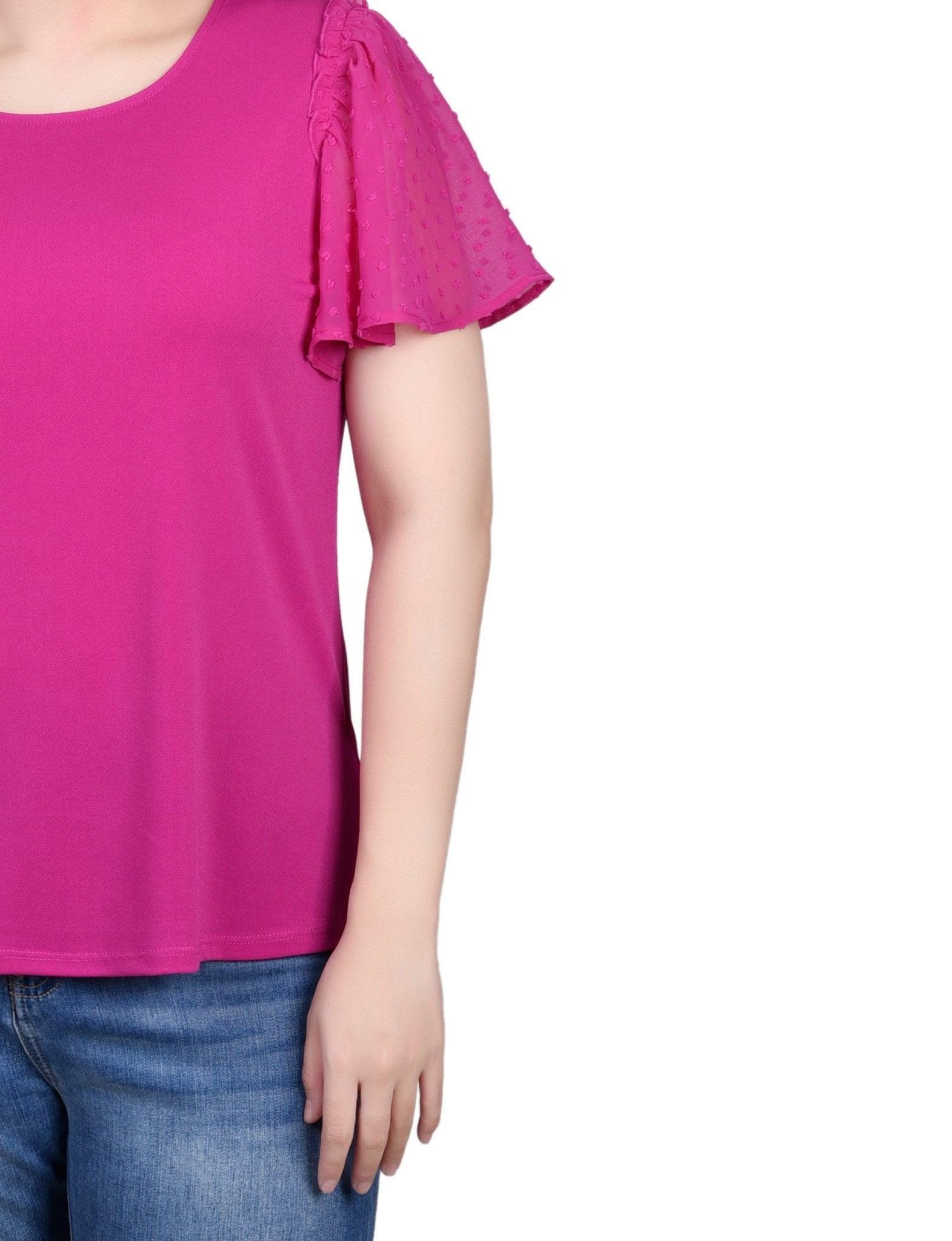 Clip Dot Flutter Sleeve Top Product Image