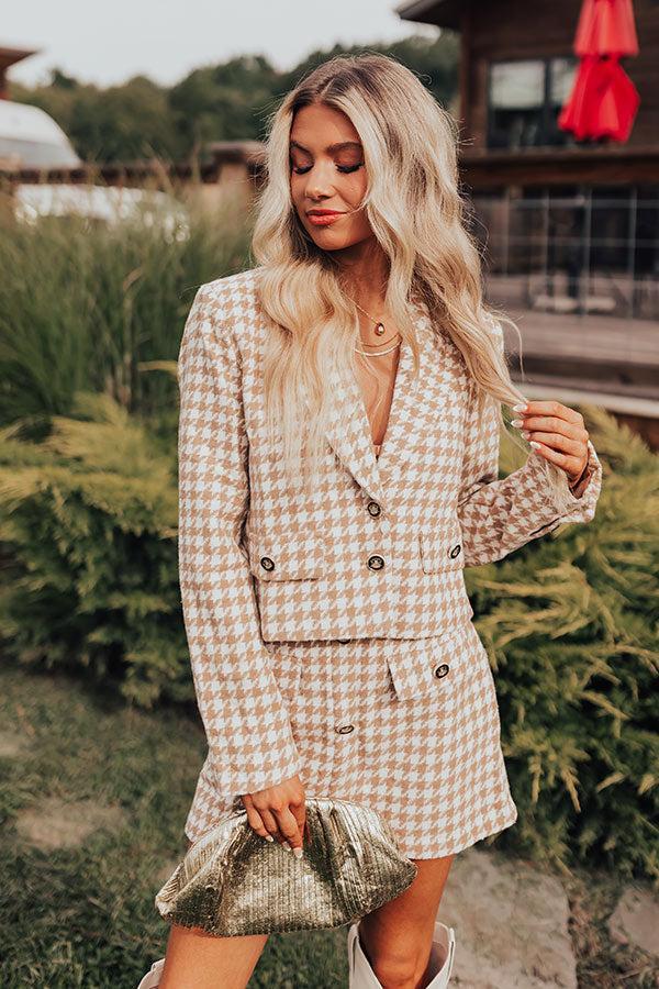 Call Me Chic Houndstooth Blazer In Camel Product Image