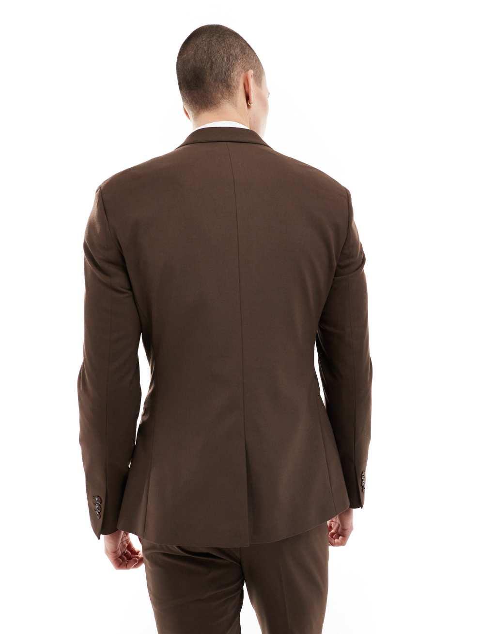 ASOS DESIGN Skinny Suit Jacket In Chocolate Brown Product Image