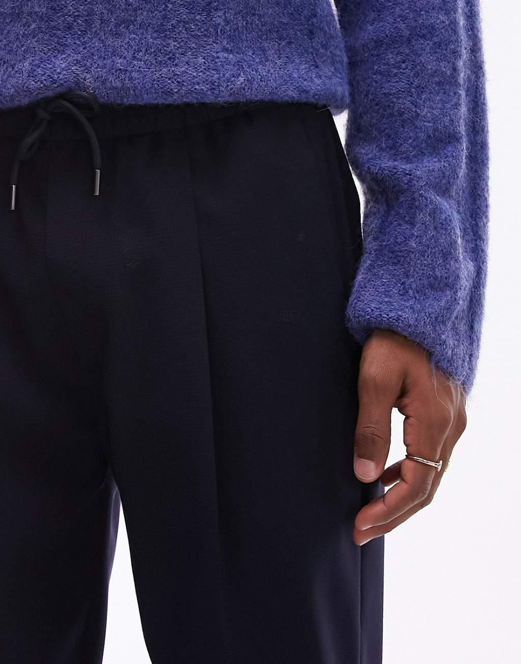 Topman tapered ripstop sweatpants in navy Product Image