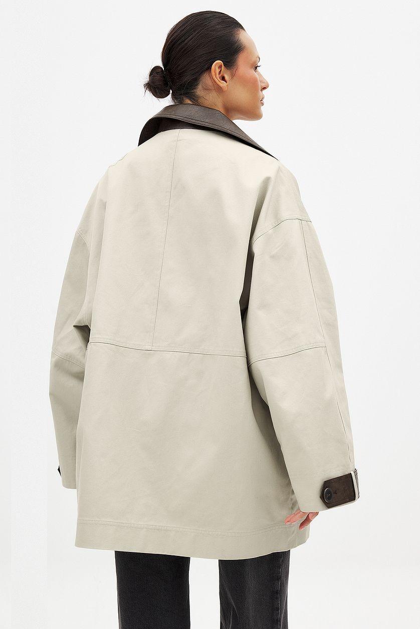 Contrast Collar Drawstring Jacket Product Image