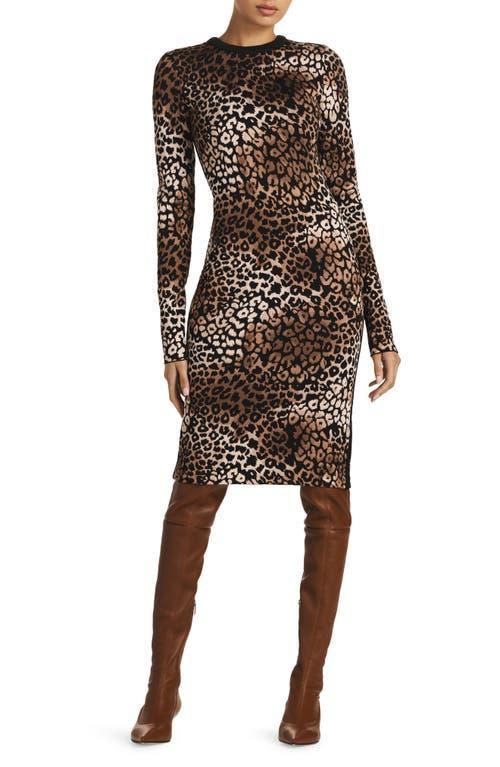 Womens Leopard Knit Body-Con Midi-Dress Product Image