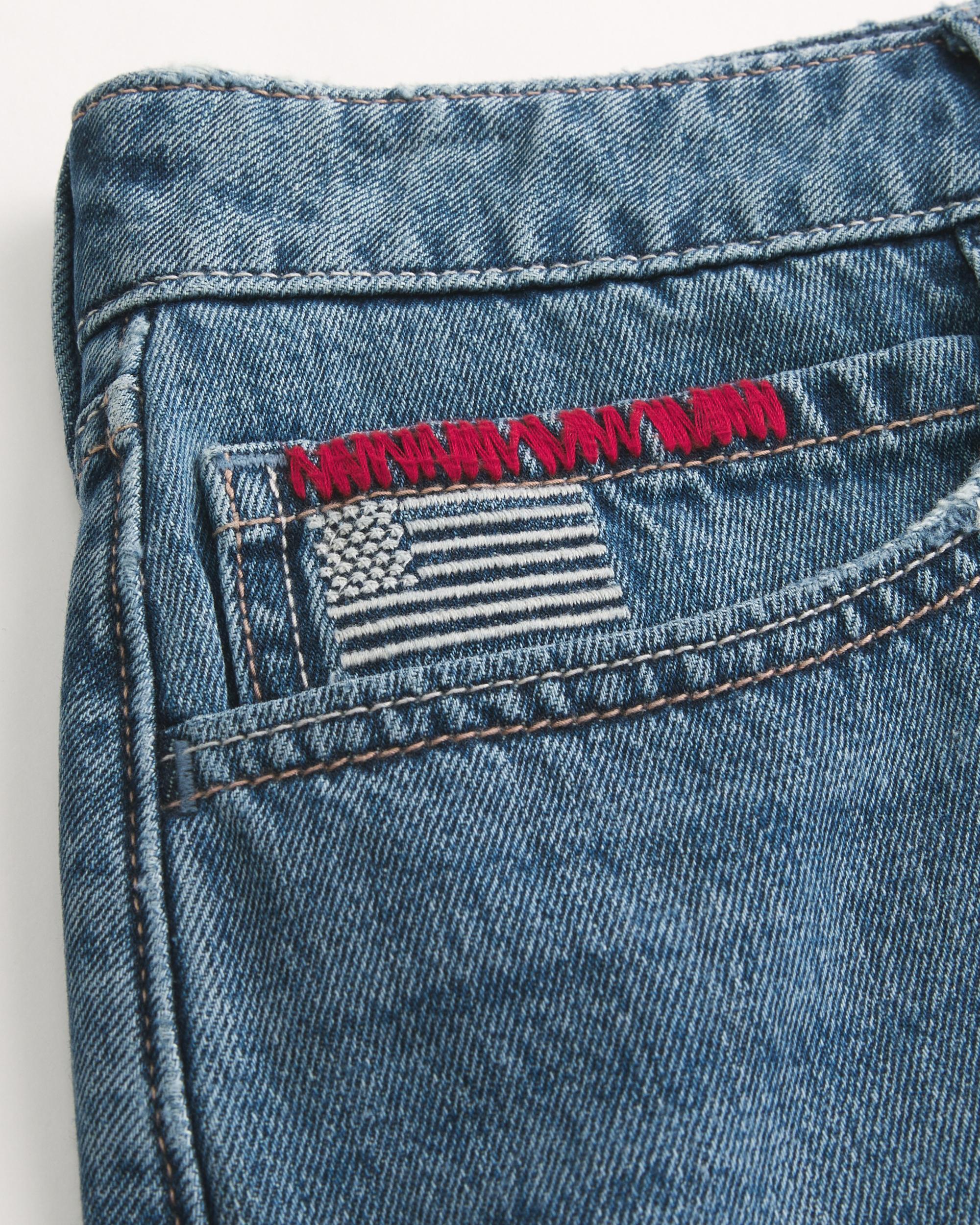 American Flag Embroidered Denim Mini Skort Product Image