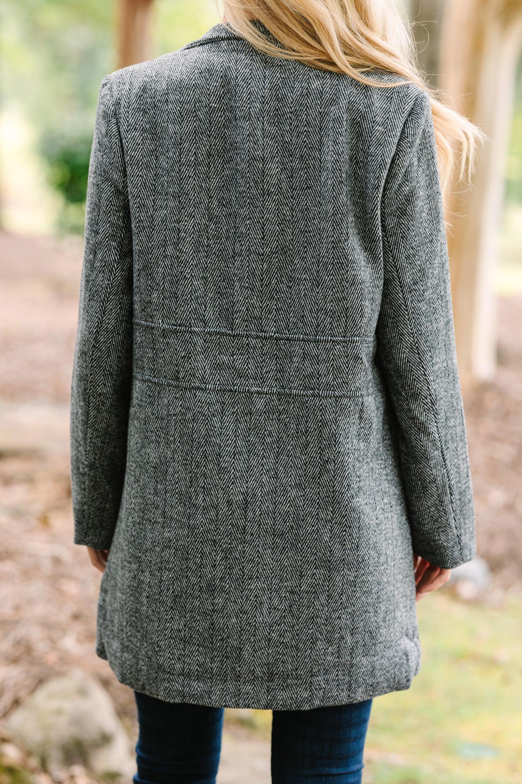 Do What You Love Charcoal Herringbone Coat Female Product Image