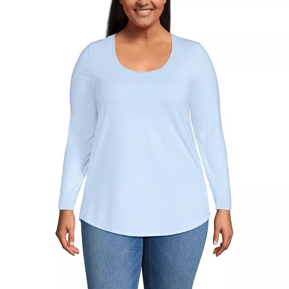 Plus Size Lands' End Long Sleeve Power Performance Tunic Tee, Women's, Size: 3XL, Black Pinstripe Product Image