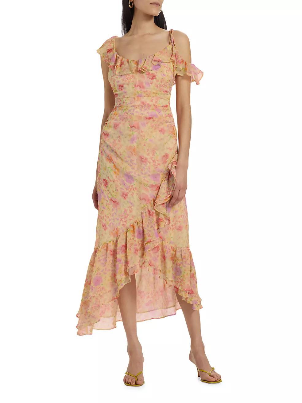 Luvita Floral Ruffled Midi-Dress Product Image