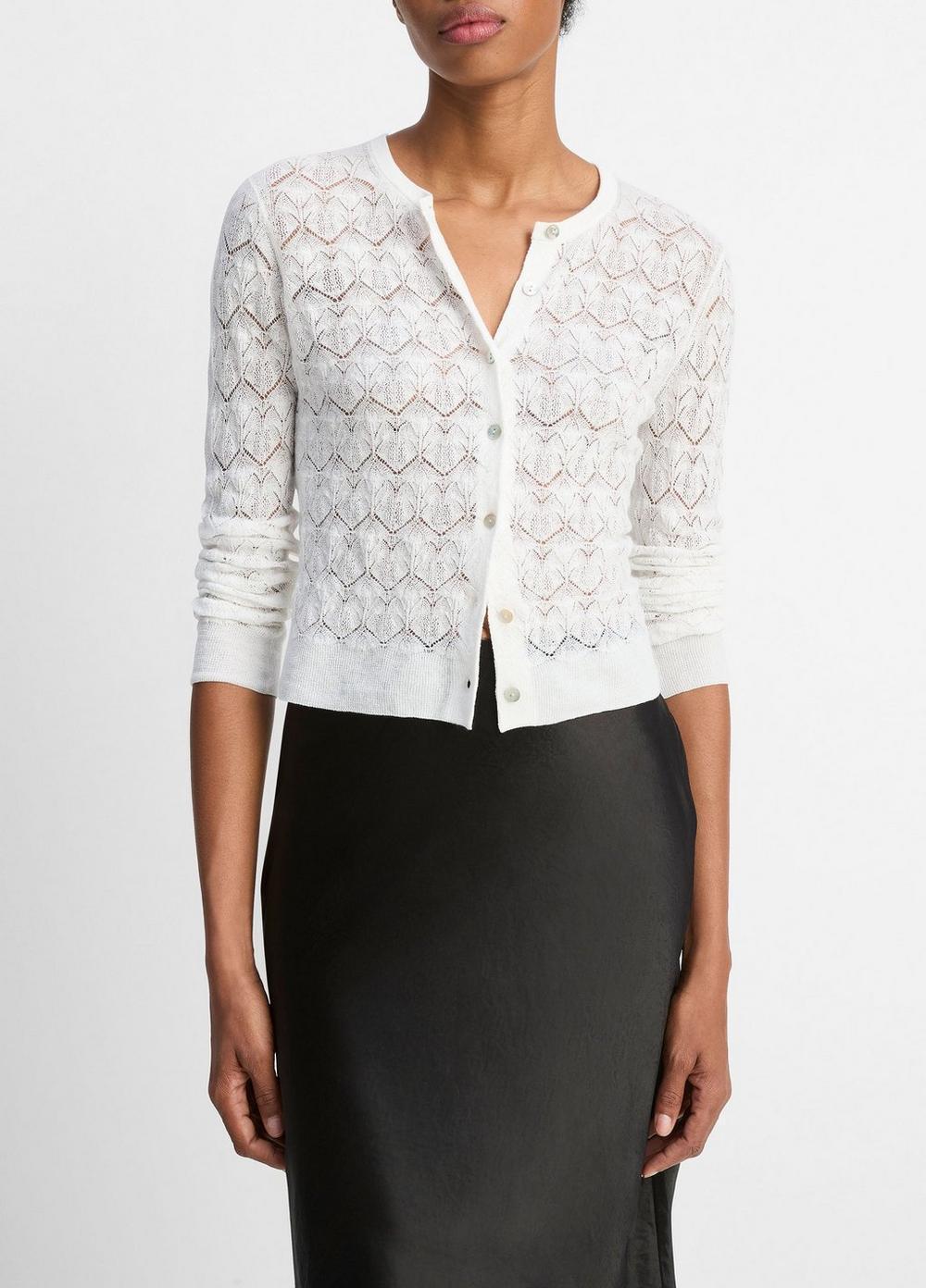 Womens Lace-stitch Cotton Cardigan Vince Product Image