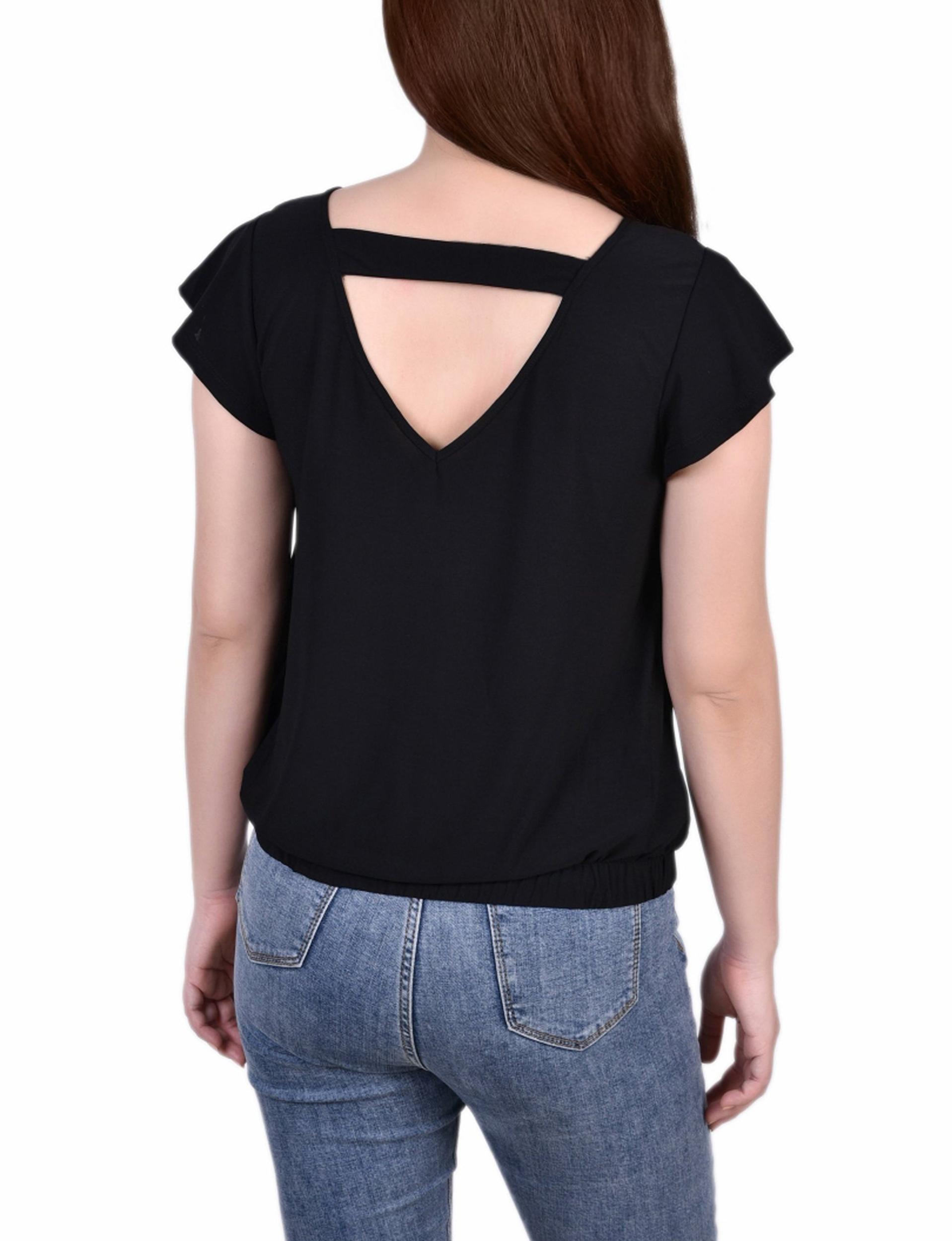 Black Flutter Sleeve Top Product Image