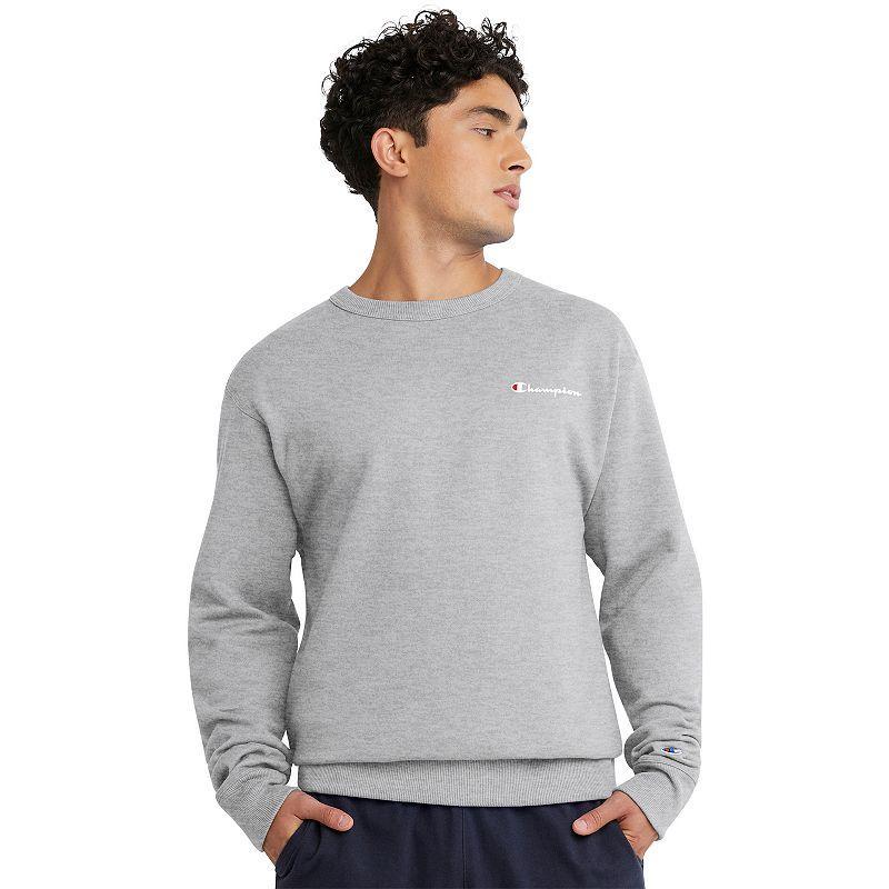 Mens Champion Powerblend Crewneck Sweatshirt, Script Logo Navy M Product Image