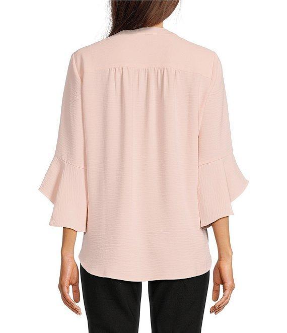 Jones New York Stretch Airflow V-Neck Flare Sleeve Pleat Front Tunic Product Image