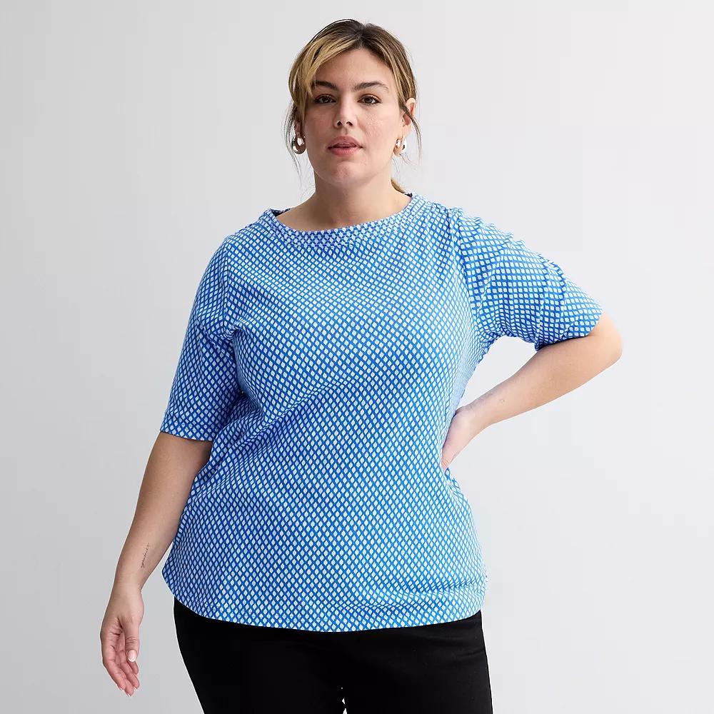 Plus Size Croft & Barrow Stitched Bateau Elbow Sleeve T-Shirt, Womens Product Image