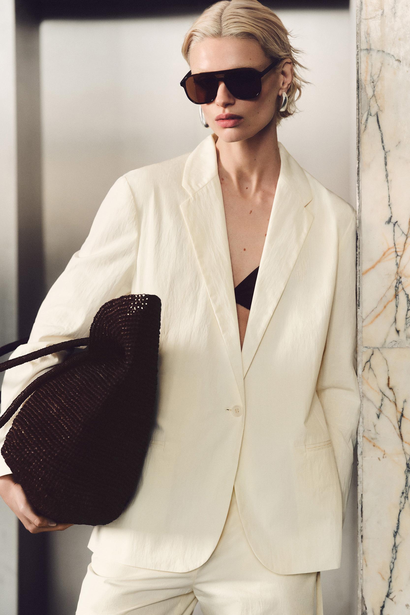 TIE-WAIST COTTON BLAZER Product Image