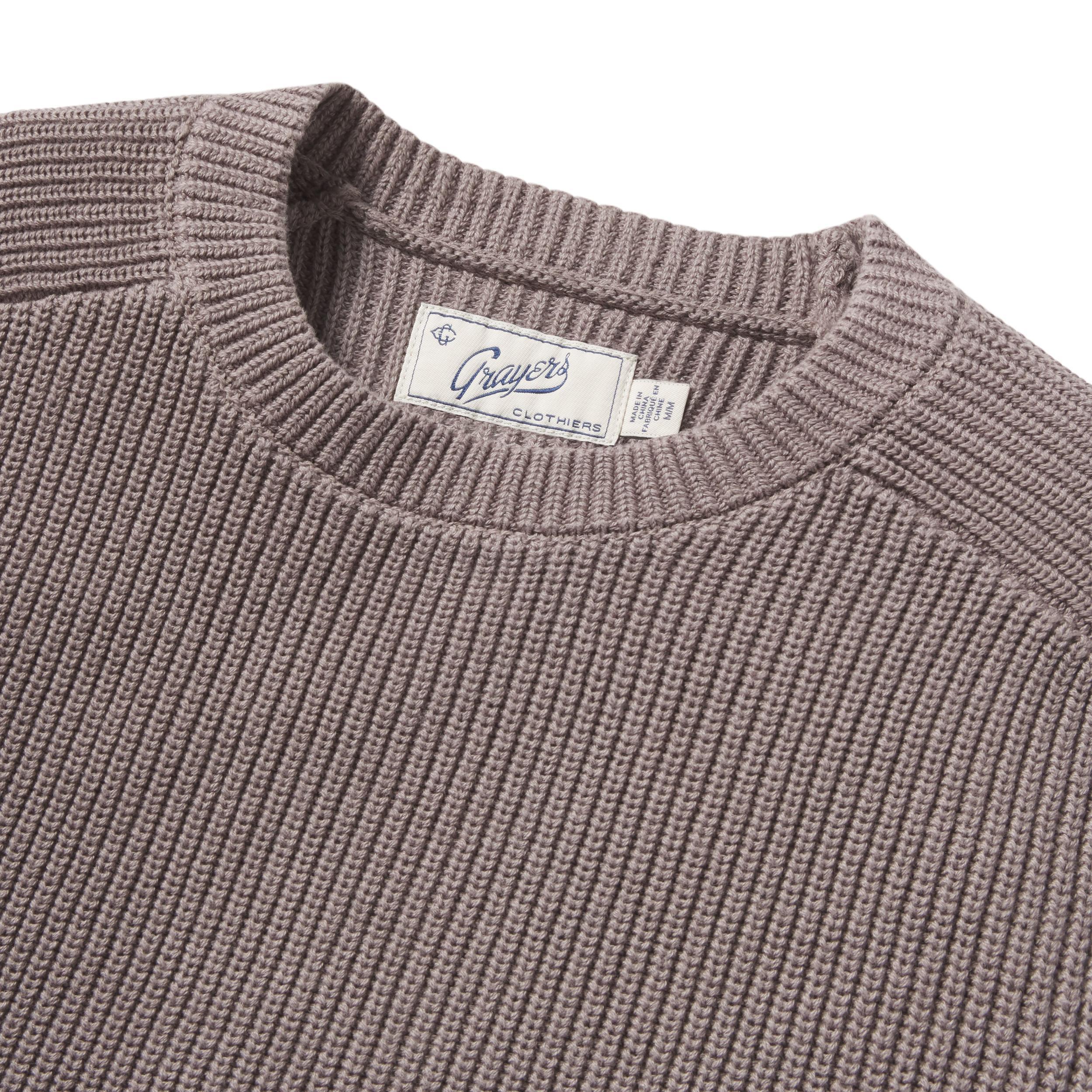 Shaker Stitch Cotton Crewneck Sweater - Frost Gray Product Image