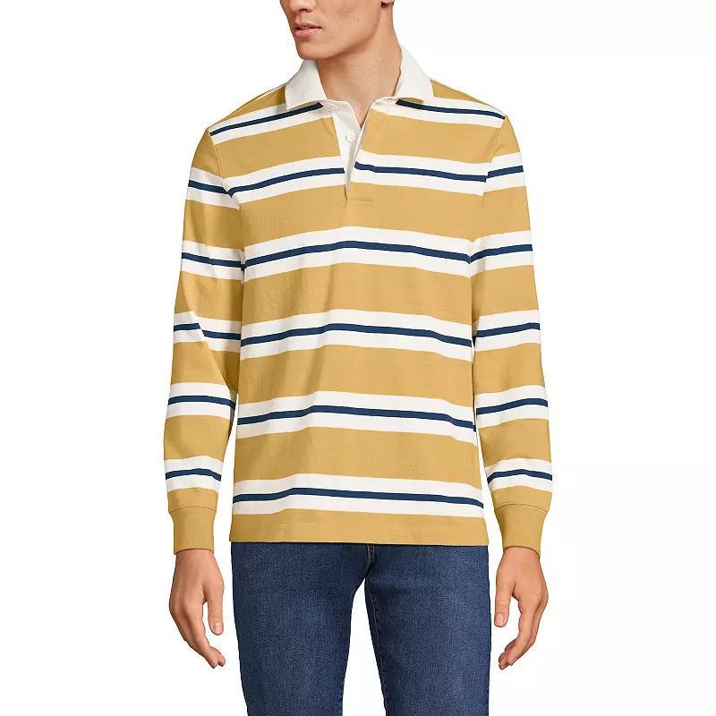 Men's Lands' End Striped Rugby Shirt, Size: Medium, Navy Blue Stripe Product Image