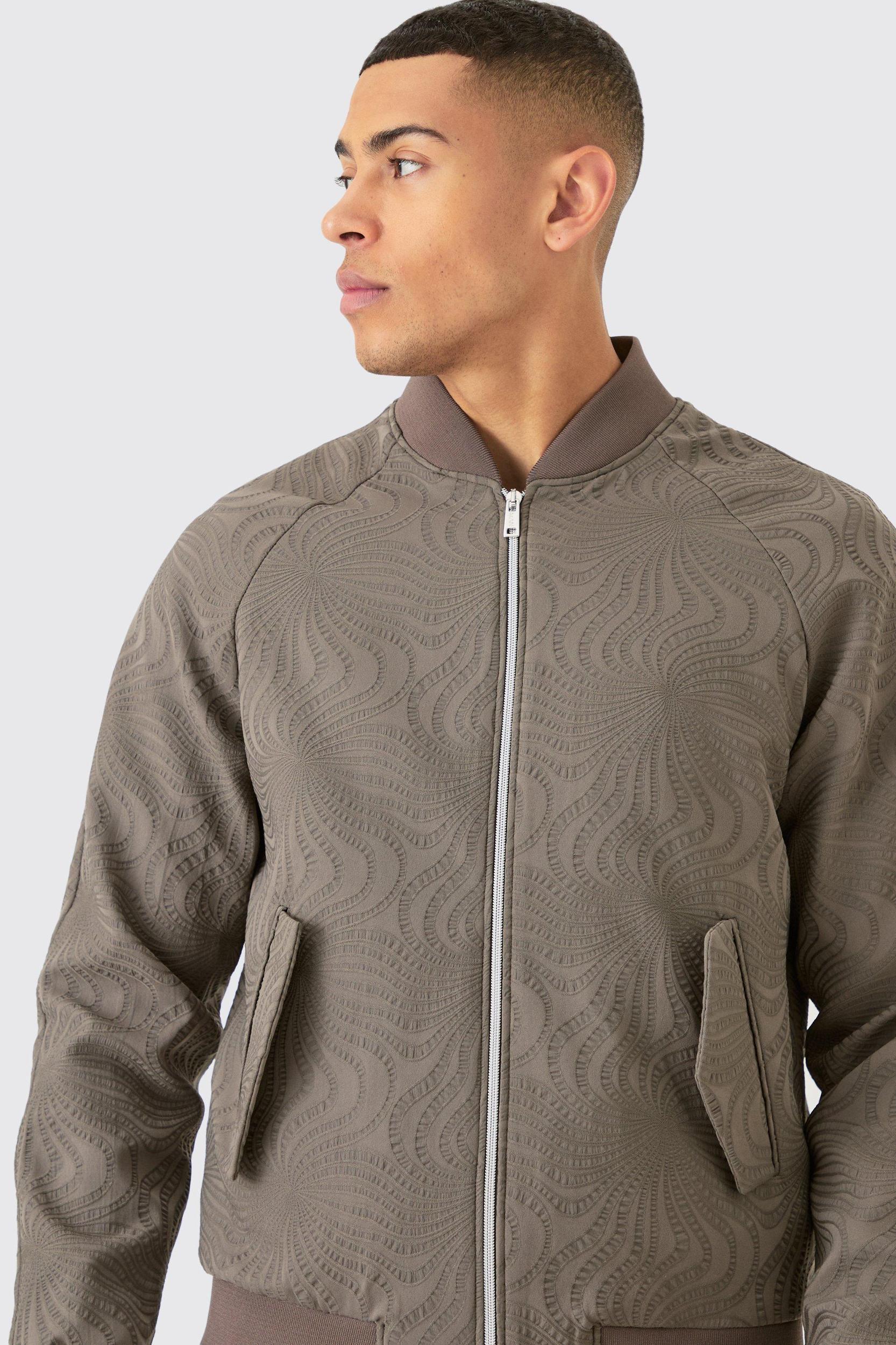 Textured Regular Fit Tailored Bomber Jacket | boohooMAN USA Product Image