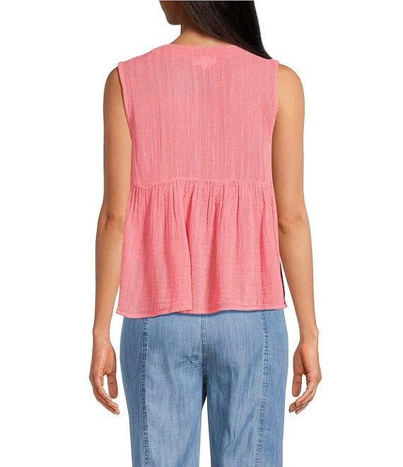 ELAN Cotton Blend Coordinating Sleeveless Tie Front Flyaway Top Product Image