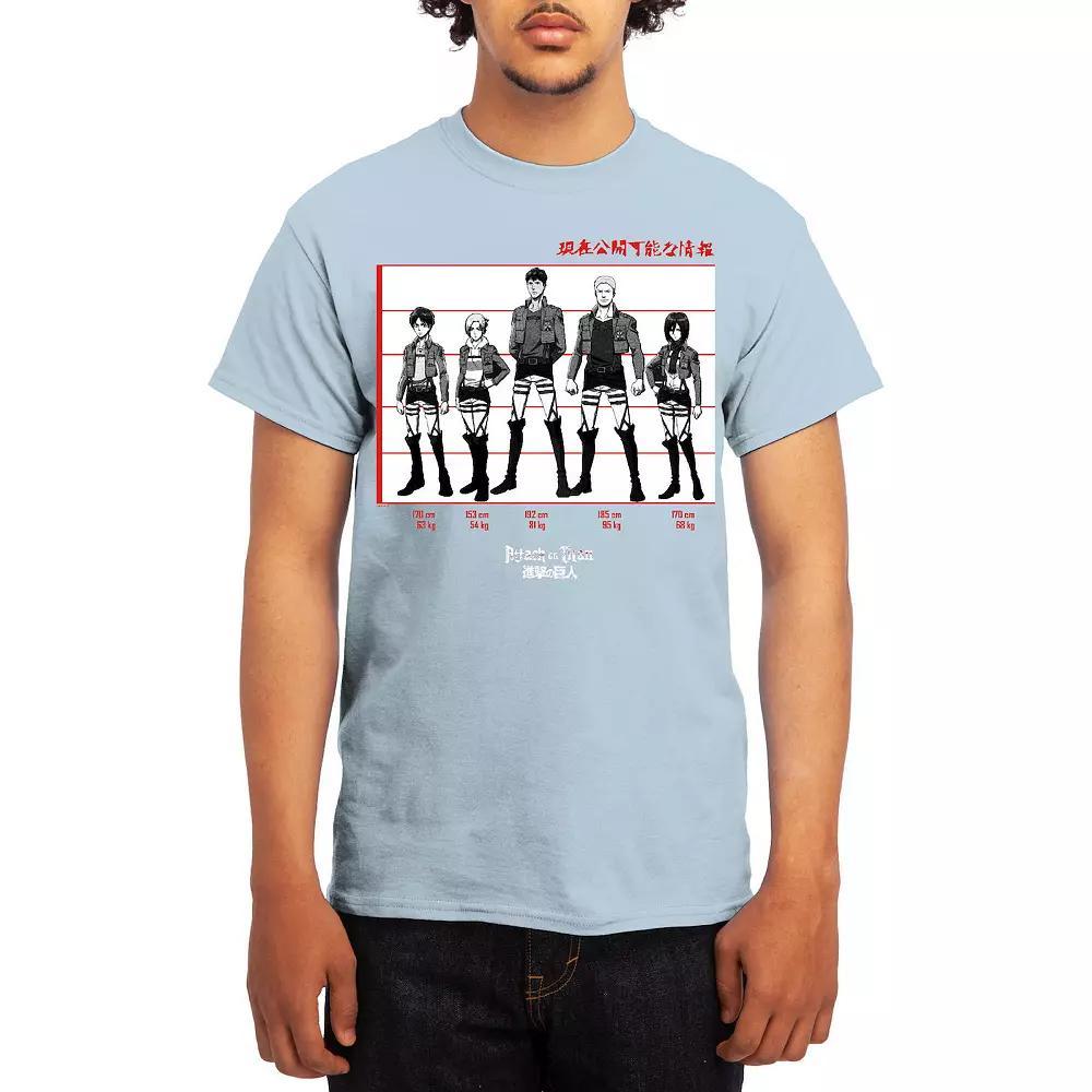 Men's Attack on Titan Black & White Lineup Tee, Boy's, Size: Medium, Grey Lt Blue Product Image